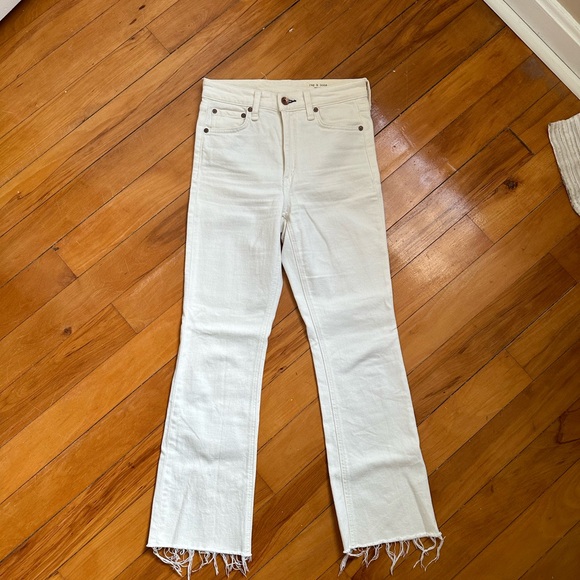 Rag & Bone - Nina High Rise Ankle Flare Cream Jeans - Picture 1 of 9